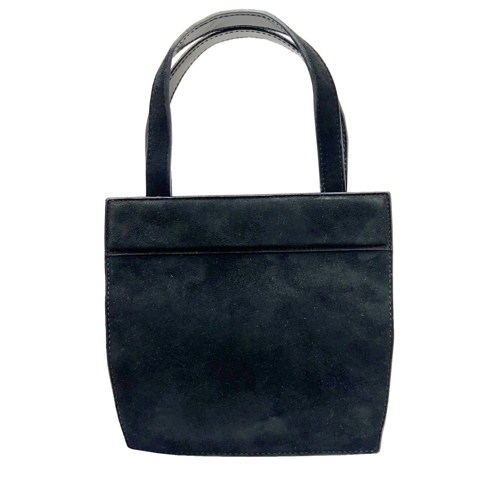 GUCCI Handbag Suede Leather Black Logo GG Bag Rare